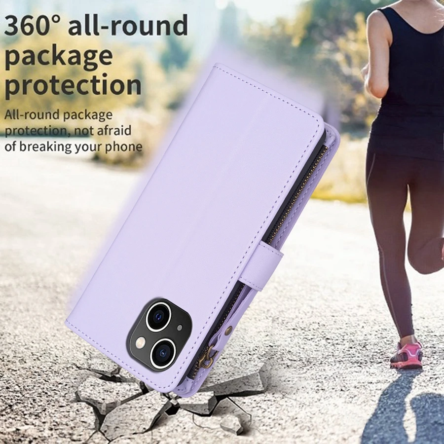 Кошелек с веревкой безопасности многофункциональный кожаный чехол на молнии для