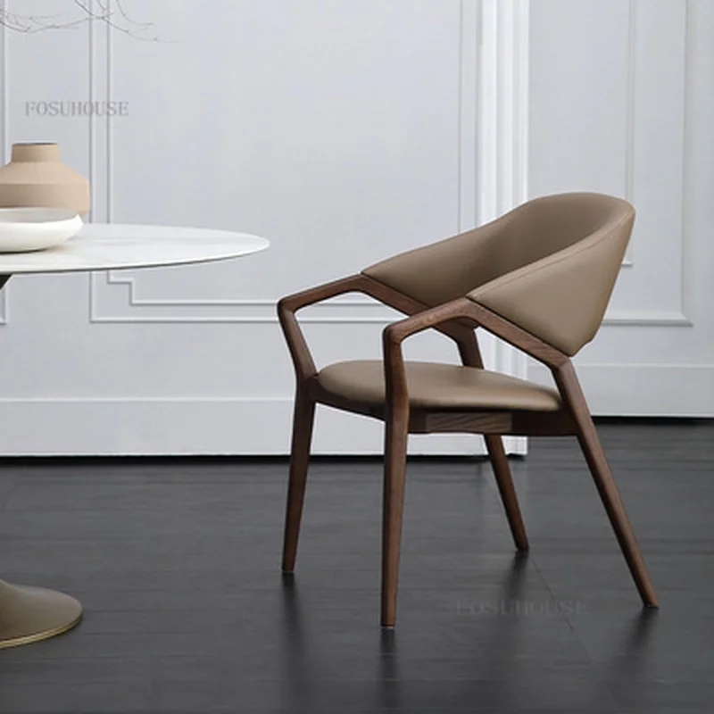 

Italian Solid Wood Restaurant Dining Chairs Minimalist Modern Designer Study Leisure Chair Hotel Meeting Room Negotiation Chair