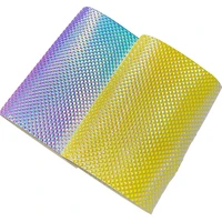 3d square pattern embossed holographic dichroic metallic pu synthetic leather fabric sheet for bagdecorationcraft30135cm