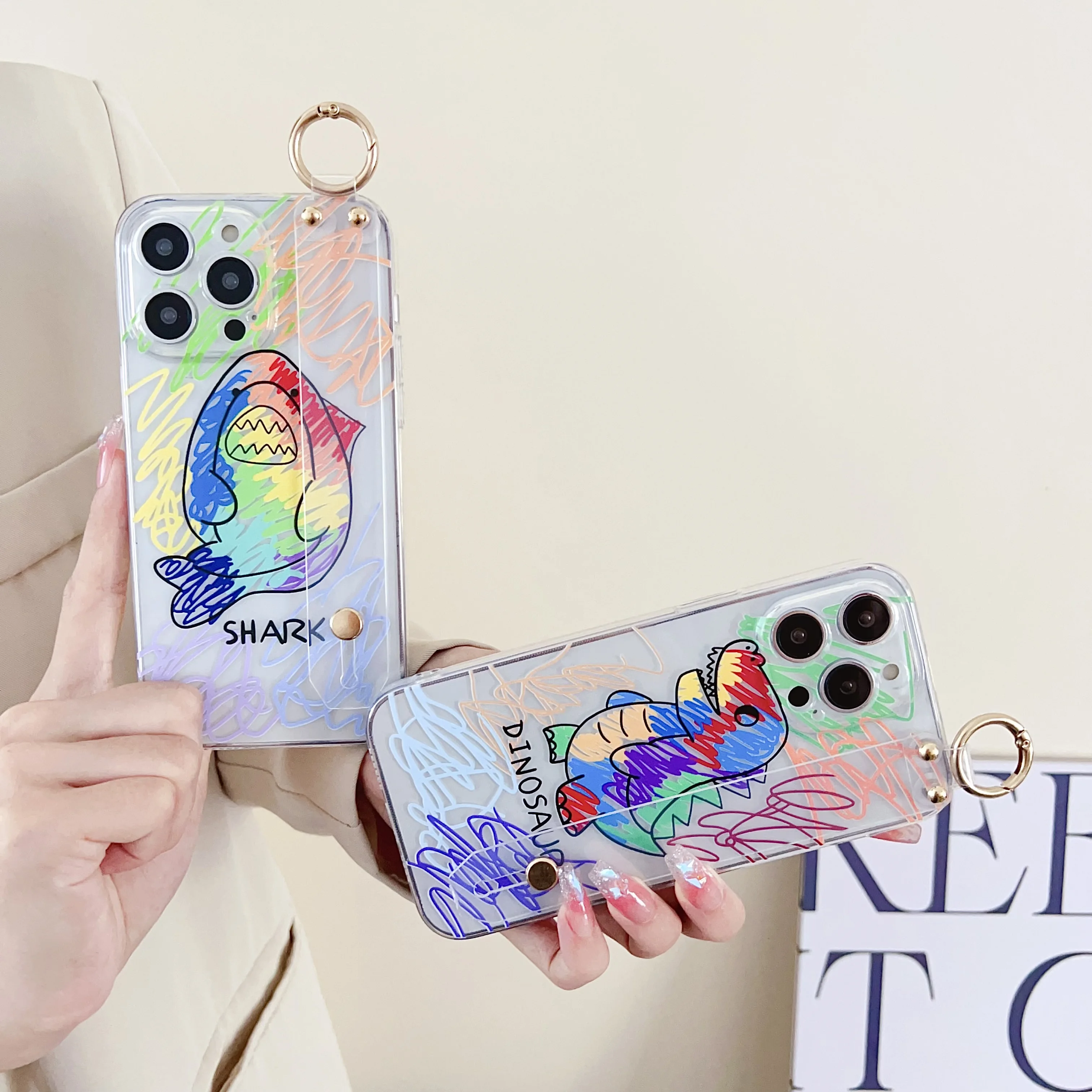 Фото Чехол-накладка Graffiti Shark с ремешком на запястье для OnePlus NORD 2, N20, CE 2, 2T, CE2lite, ACE 2, Ace3V, 10R №4