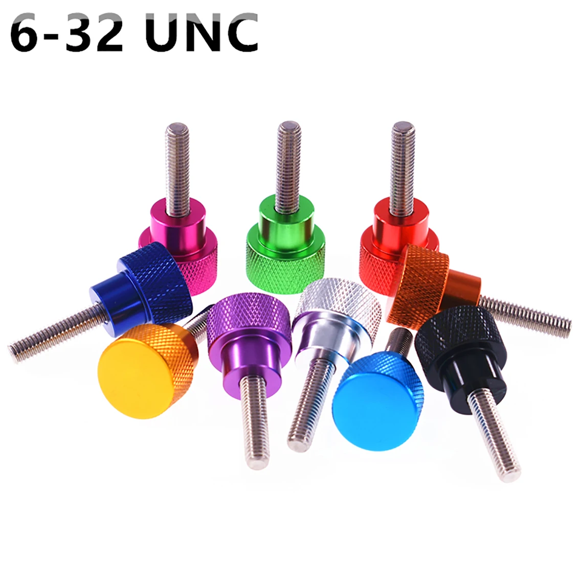 

1 шт. UNC 6 #-32 цветной винт для большого пальца алюминиевый сплав + плоская головка из нержавеющей стали накатанная ручка шаговые болты