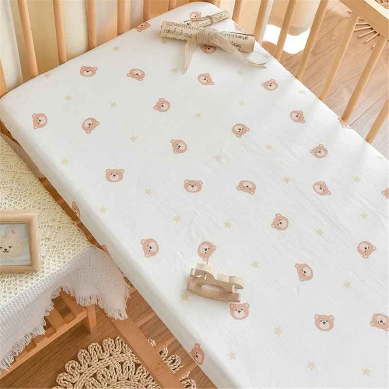 Простыня на подкладке для детской кроватки мягкая и дышащая с милым принтом