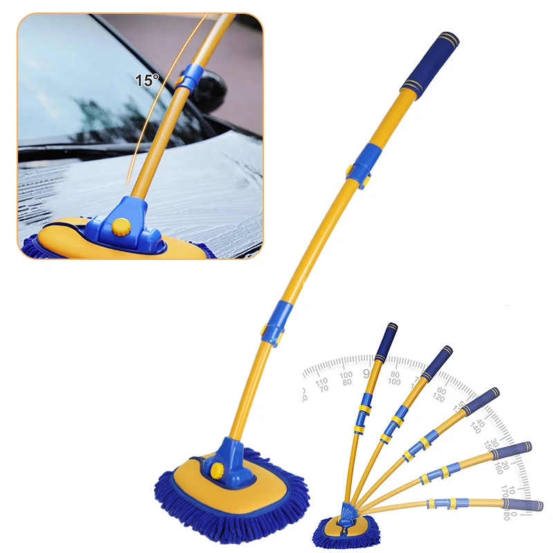 

Car Cleaning Brush Telescoping Long Handle Curved Rod Car Wash Mop Cleaning Mop Chenille Broom Auto Cleaning Brush Supplies