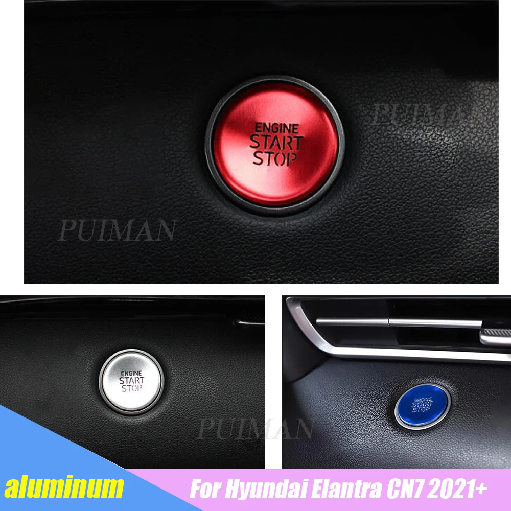

For Hyundai Elantra CN7 2021 Aluminum Alloy Car Engine Start Stop Button Sticker Cover Panel cover trim accessories