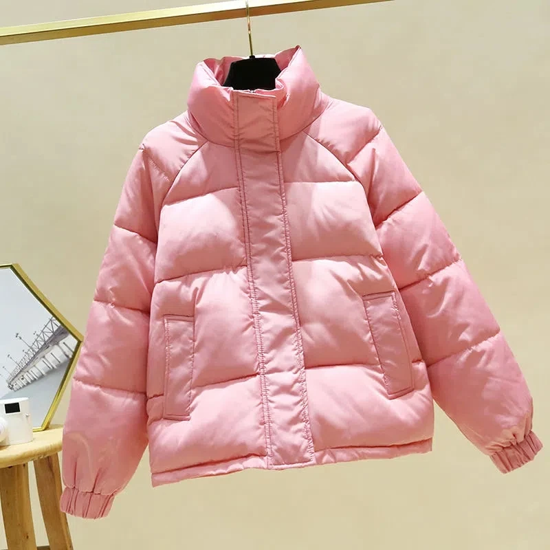 

Down Cotton Jacket Women 2022 New Korean Fashion Loose Winter Padded Coat Female Casual Thick Warm Stand Collar Short Parkas