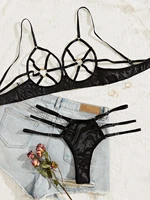 cut out heart ring linked lingerie set