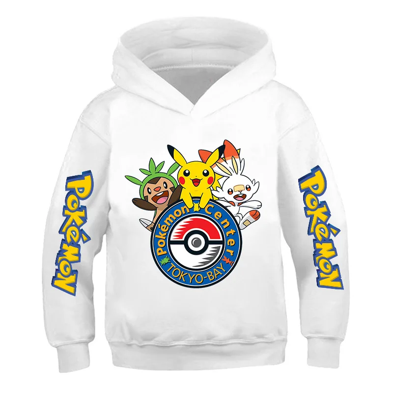 

Cute Pokemon Kids Baby Boy Hoodies Anime Pikachu Cartoon Boys Girls Sweatshirts Spring and AutumnThin Coats Children's Hooded