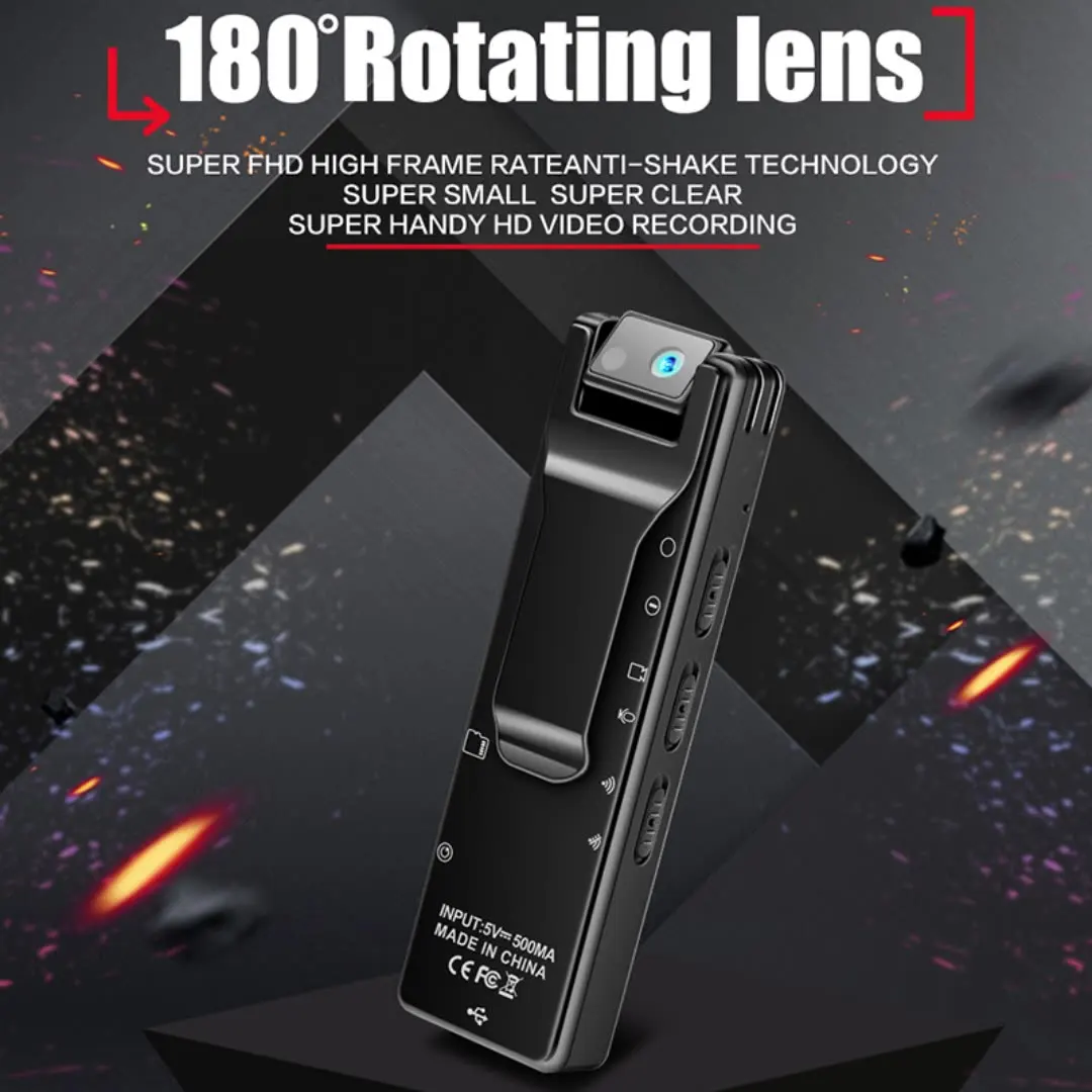 

1080P WIfi H.265 180 Degree Rotatable Lens Shirt Clipper Mini Body Camera Video Recorder Nanny Small Cam Small Security Camera