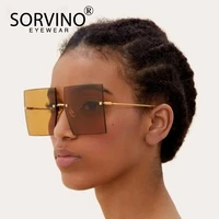 sorvino fashion metal rimless oversized square sunglasses women 2022 cool rectangle lens brand design sun glasses oculos de sol