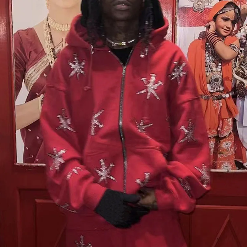 

Y2K Rhinestone Skeleton Hoodies Women Autumn Streetwear Zip Up Goth Men Sweatshirts Harajuku Grunge Oversized Winter Hoodies