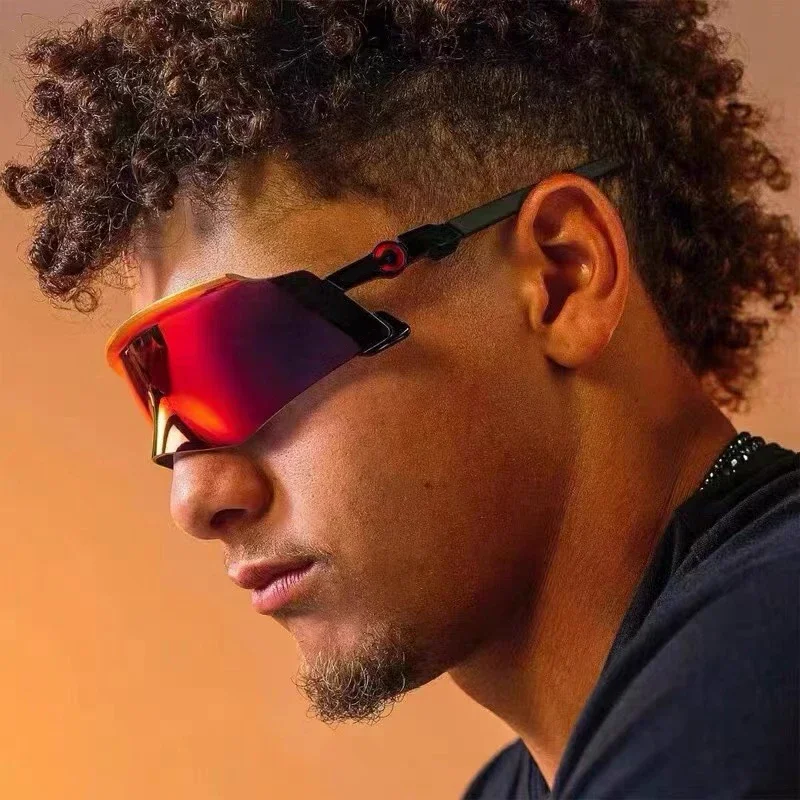 Большие модные солнцезащитные очки без оправы спортивные для верховой езды