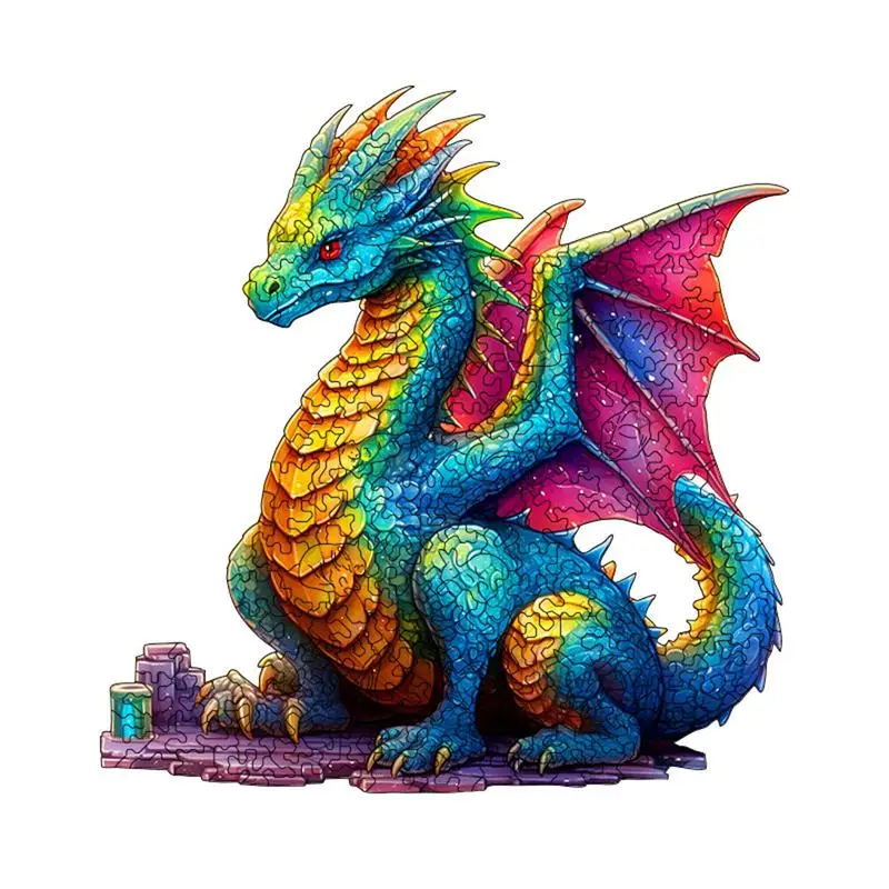 Drewniane puzzle dla dzieci Puzzle w kształcie smoka Zabawki motoryczne Gry edukacyjne Drewniana łamigłówka ze wzorem