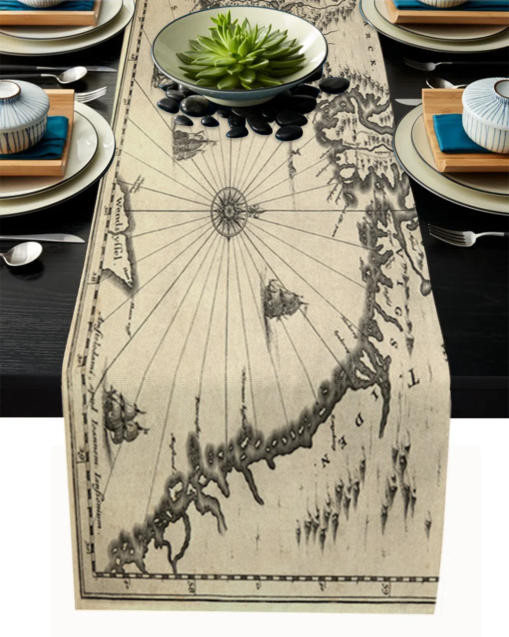 

Map Route Compass Tablecloth Table Runner Decoration Home Decor Dinner Table Decoration Table Decor