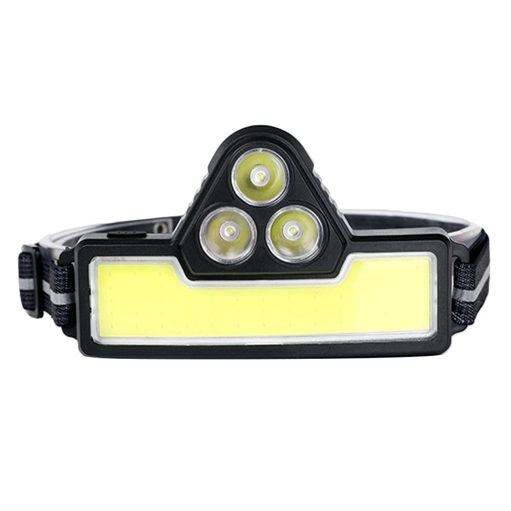 Мощный светодиодный налобный фонарь 3XPE + COB рыболовный с USB-зарядкой