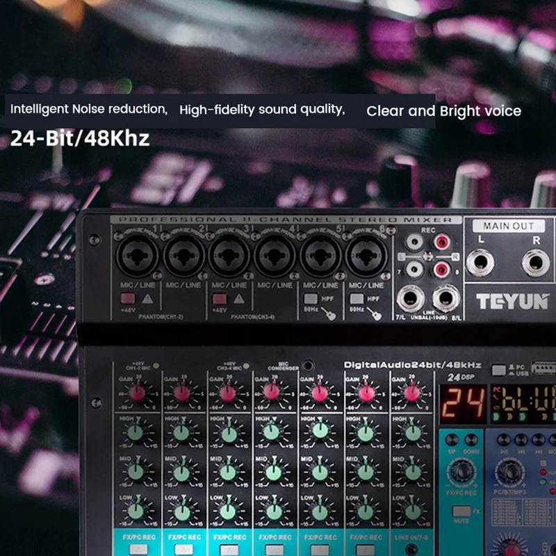 Переносная звуковая карта-миксер TEYUN A8 8-канальная микшерная консоль