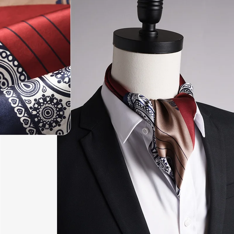

Men's 100 Silk Paisley Scarf Shawl Square Neckerchief Bride Wedding Muffler Business Casual Cravat 70cm