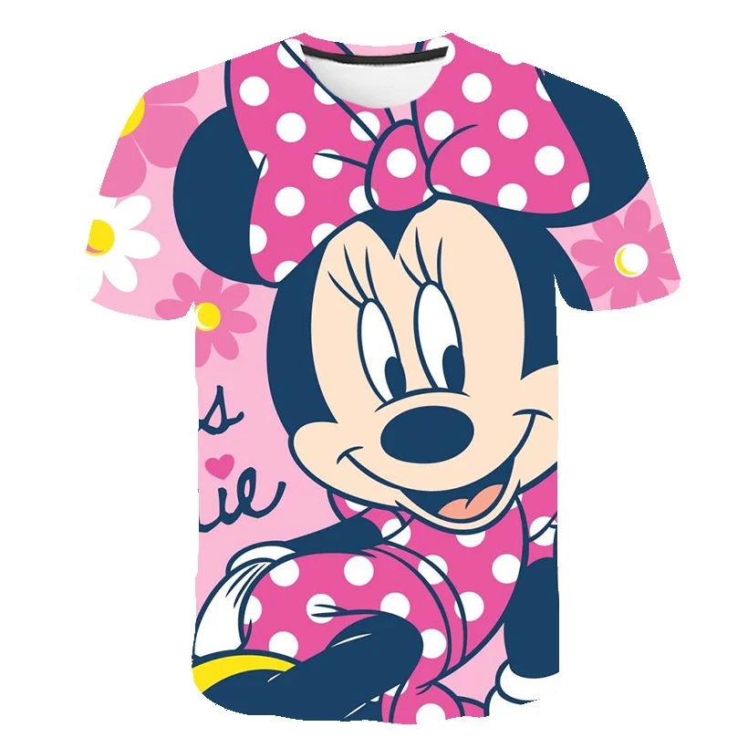 

Детские футболки с изображением Микки Мауса, Новинка лета 2022, Мультяшные 3D футболки в стиле Харадзюку, детская одежда для девочек, Популярны...