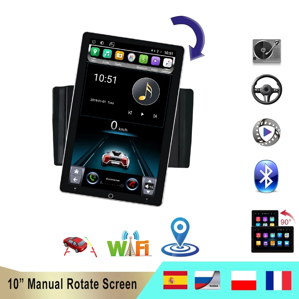 

10.1inch Android 10.1 mp5 Player rotate WIFI Car Multimedia Gps Bluetooth Navigation Stereo Tape Recorder Radio Head Unit