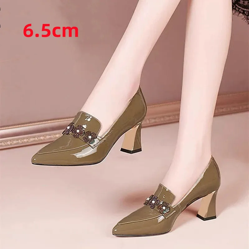 

Zapatos De Mujer Women Casual Sweet Light Weight Brown Comfort European Stylis Square Heel Shoes Lady Black Leather Pumps H430