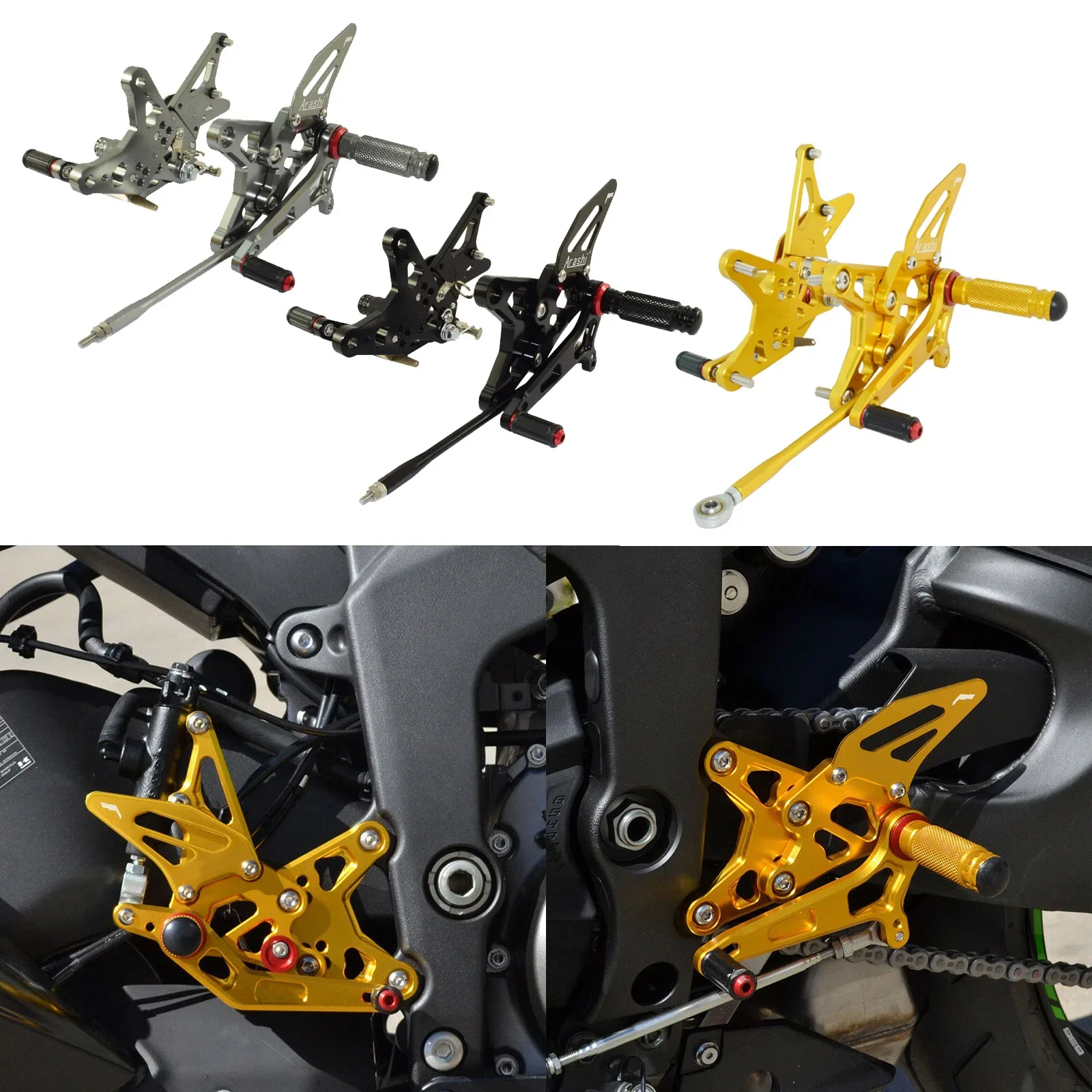 ЧПУ Регулируемая Задняя подставка для ног Педальный комплект KAWASAKI Ninja ZX-6R ZX 636 6R