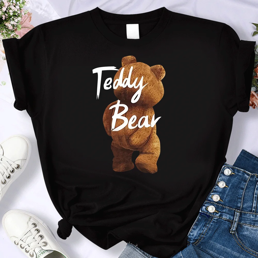 

Новый летний короткий рукав Тедди медведя печать одежды для женской футболки Harajuku графическая одежда женщины топ корабль бесплатная доставка
