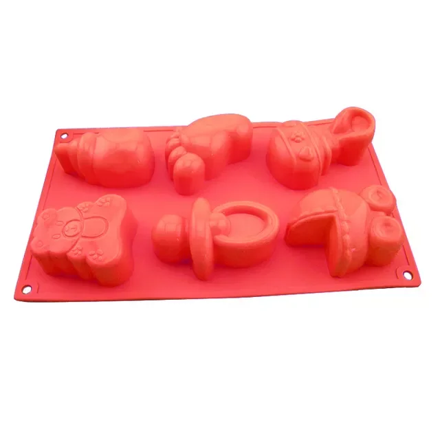 

Pcs Cute 6 Cavity Silicone Mold Footprint Bear Shape Not-stick Non-toxic Soap Mould Baking Tools Baby Shower Party Supplies