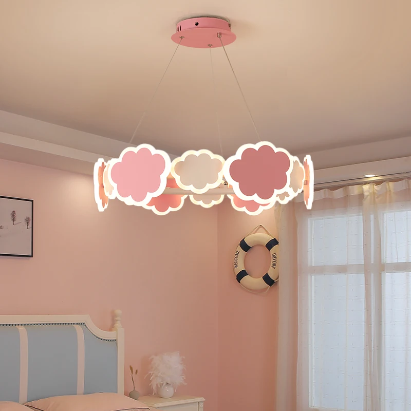 

Children's Room Girl Princess Bedroom Nordic Modern Simple Creative Personality Chandelier LED Dimmable Cloud Pendant Lamp