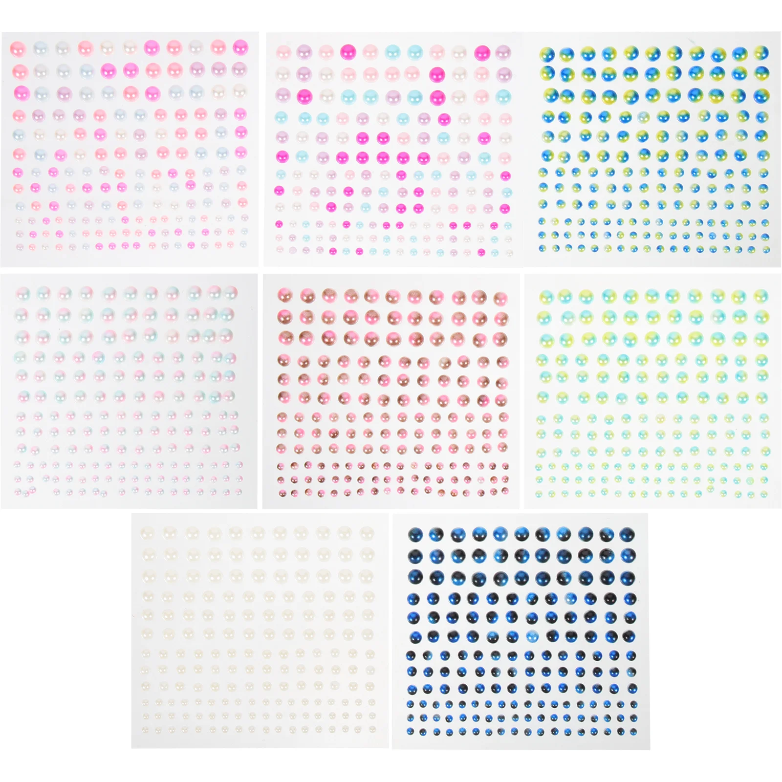 

8 Sheets Face Stickers Crafts DIY Hair Pearl Gems For Crafts Pearl Hair Stickers