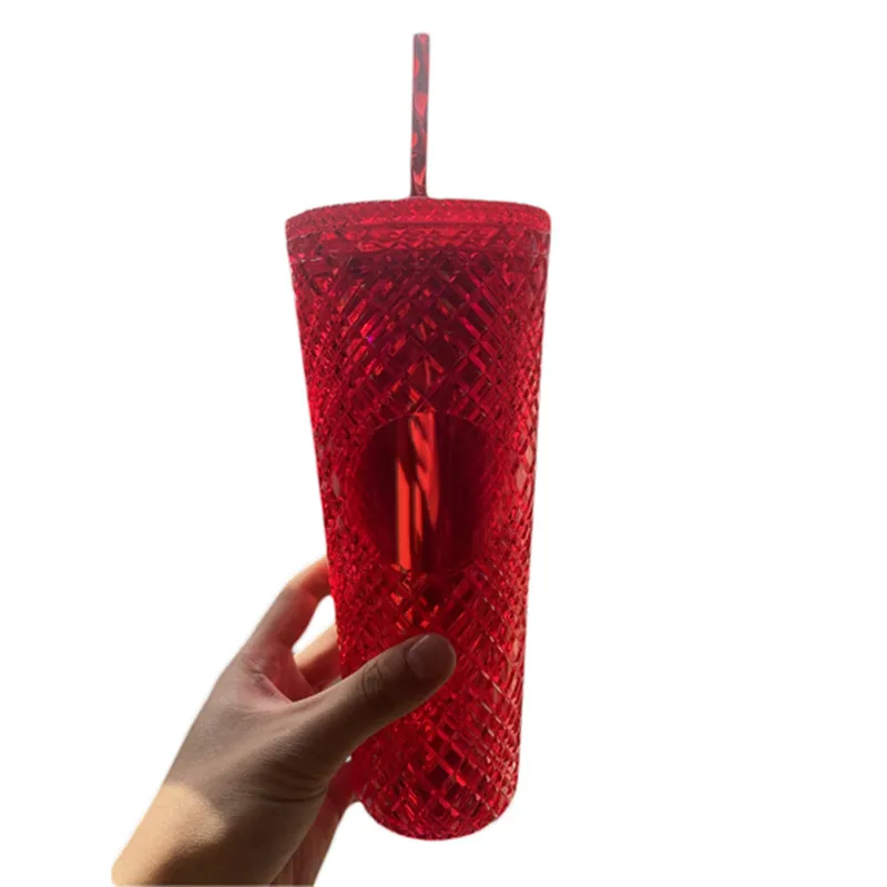 Water Tumbler 24 Oz Glitter/Normal Rhombus Pattern BPA Free 