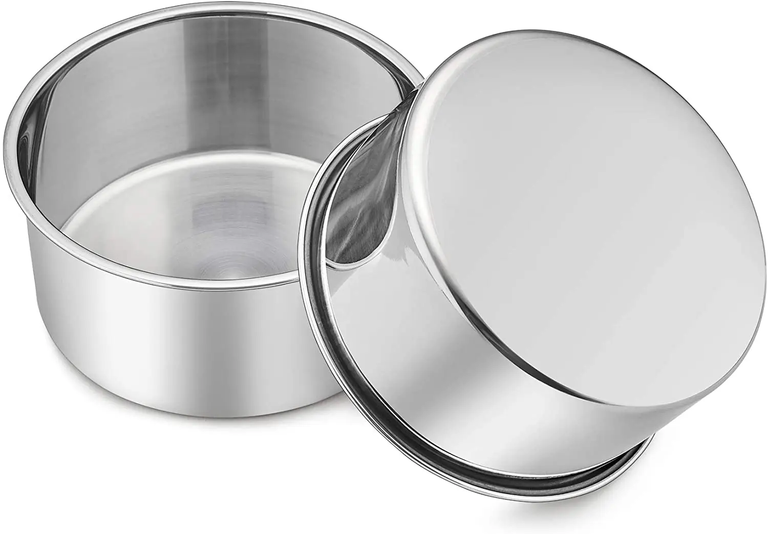 

2 pcs 6 inch deep cake pan set p p chef 6'' x 2.95'' stainless steel round baking pans for birthday wedding christmas non toxic