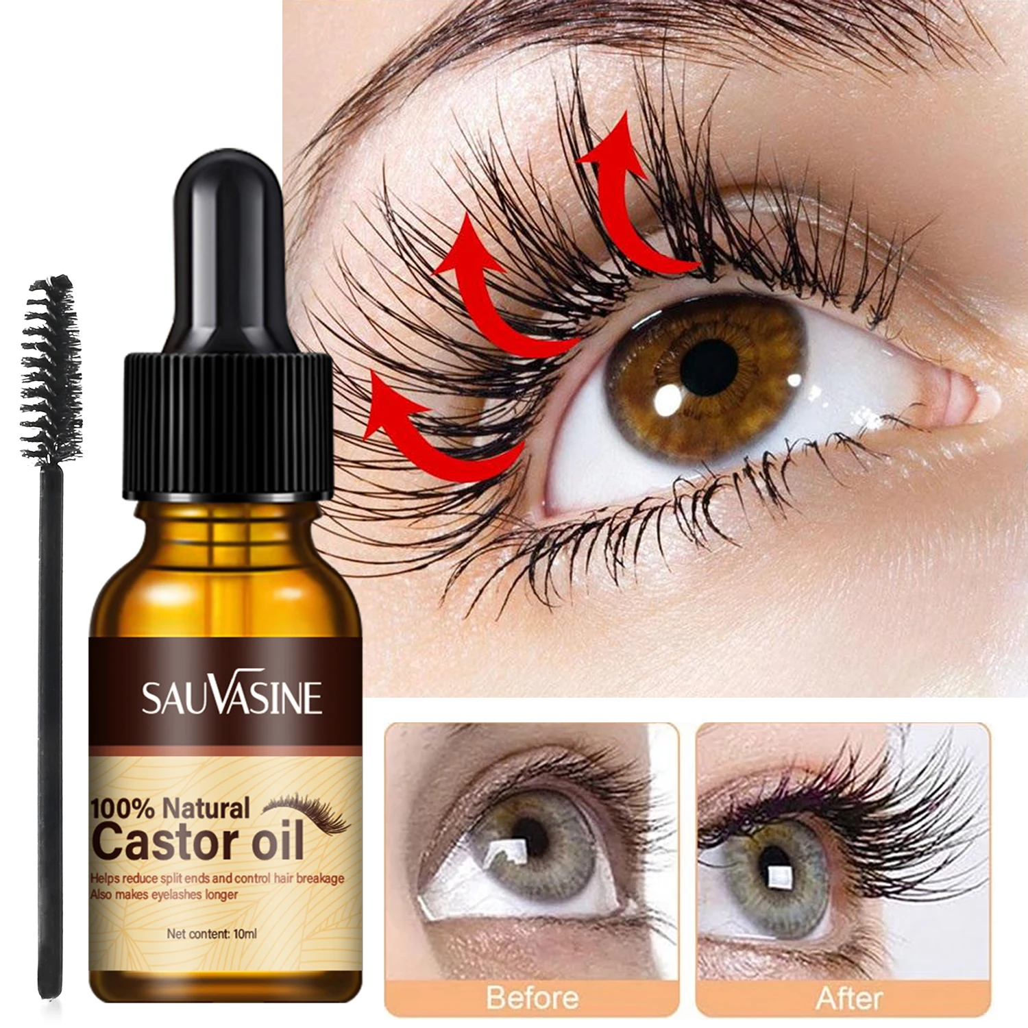 

Castor Oil Eyelash Growth Serum Longer Fuller Eyelash Enhancer Eyebrow Lashes Lifting Treatment Essence Hair Nourishing Products