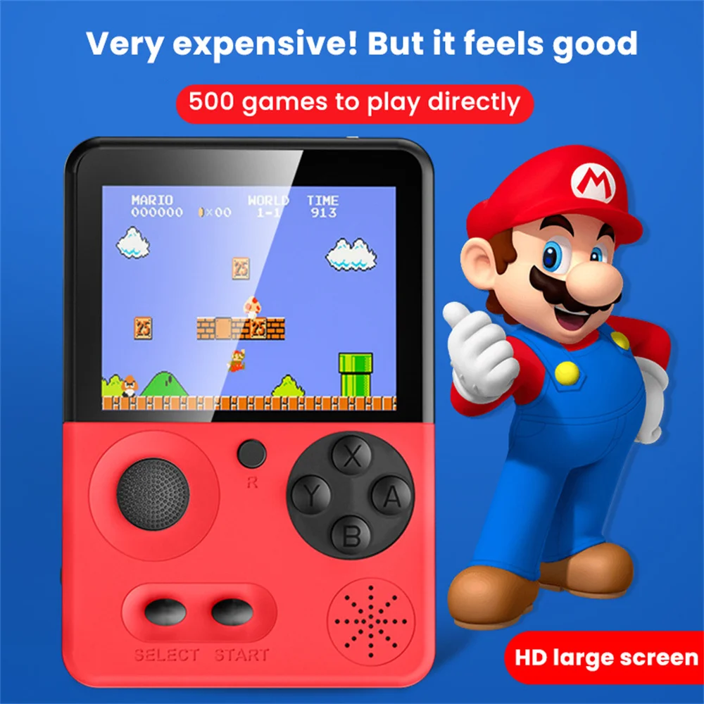 Portable Retro Handheld Game Console 3 Inch Color LCD HD Screen Kids Video Game Consoles Built-in 500 Classic Gaming Emulator