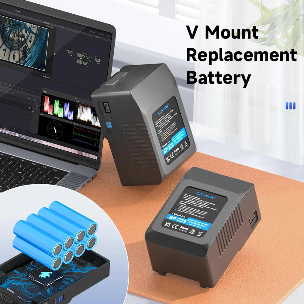 Фото Литиевая батарея CITYORK V Mount V-Lock BP95 BP185 BP222 для USB-карматных аккумуляторов Type-C для камер, смартфонов, ноутбуков №2