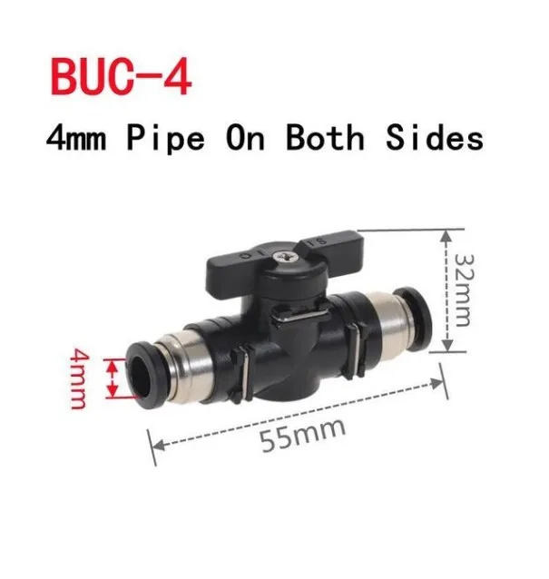 

4/6/8/10mm Trachea Quick Connector Black Current Limiting Hand Valve Pneumatic Push In Quick Joint Connector New