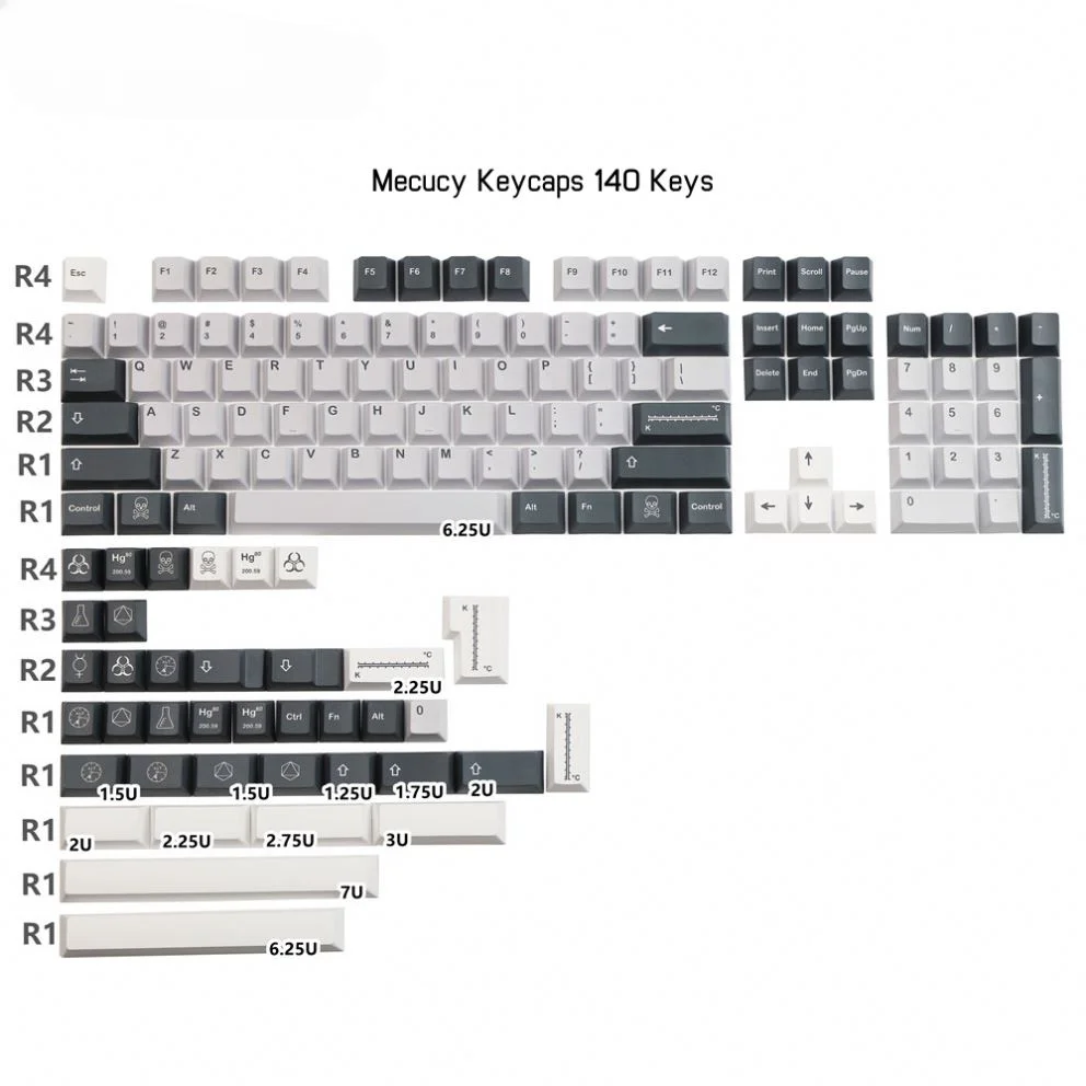Фото Для GMK Mercury персонализированные колпачки клавиш с профилем вишни PBT 142 клавиши для механической клавиатуры 60% 68% Раскладка №2