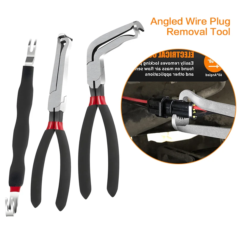 

8-дюймовые 60-градусные плоскогубцы для электрических разъемов и датчиков автомобильных разъемов — инструмент для снятия угловой провода