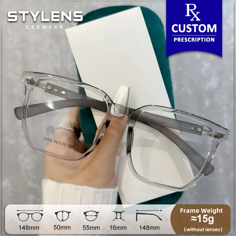Фото Стильные женские очки STYLENS с большой оправой, фотохромные, для коррекции близорукости, с защитой от синего света, прогрессивные, для чтения, по рецепту №1