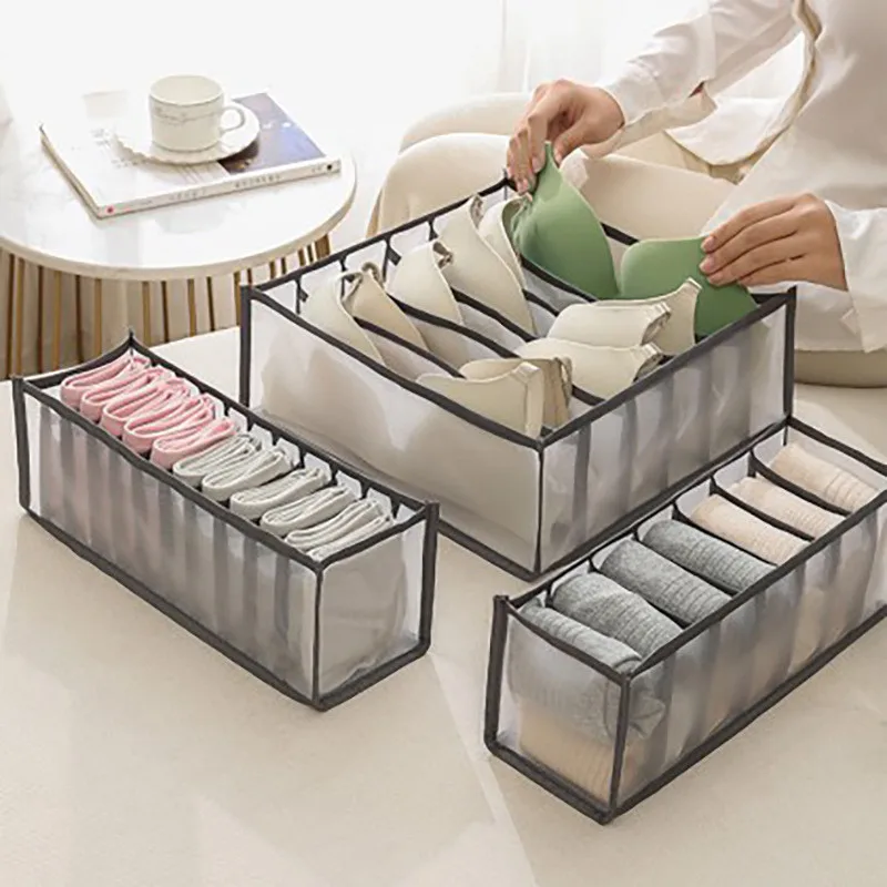 

3PCs/Set Underwear Storage Organizer Socks Bra Foldable Clothing Storage Box Drawer Divider Wardrobe Cabinets Closet Organizer