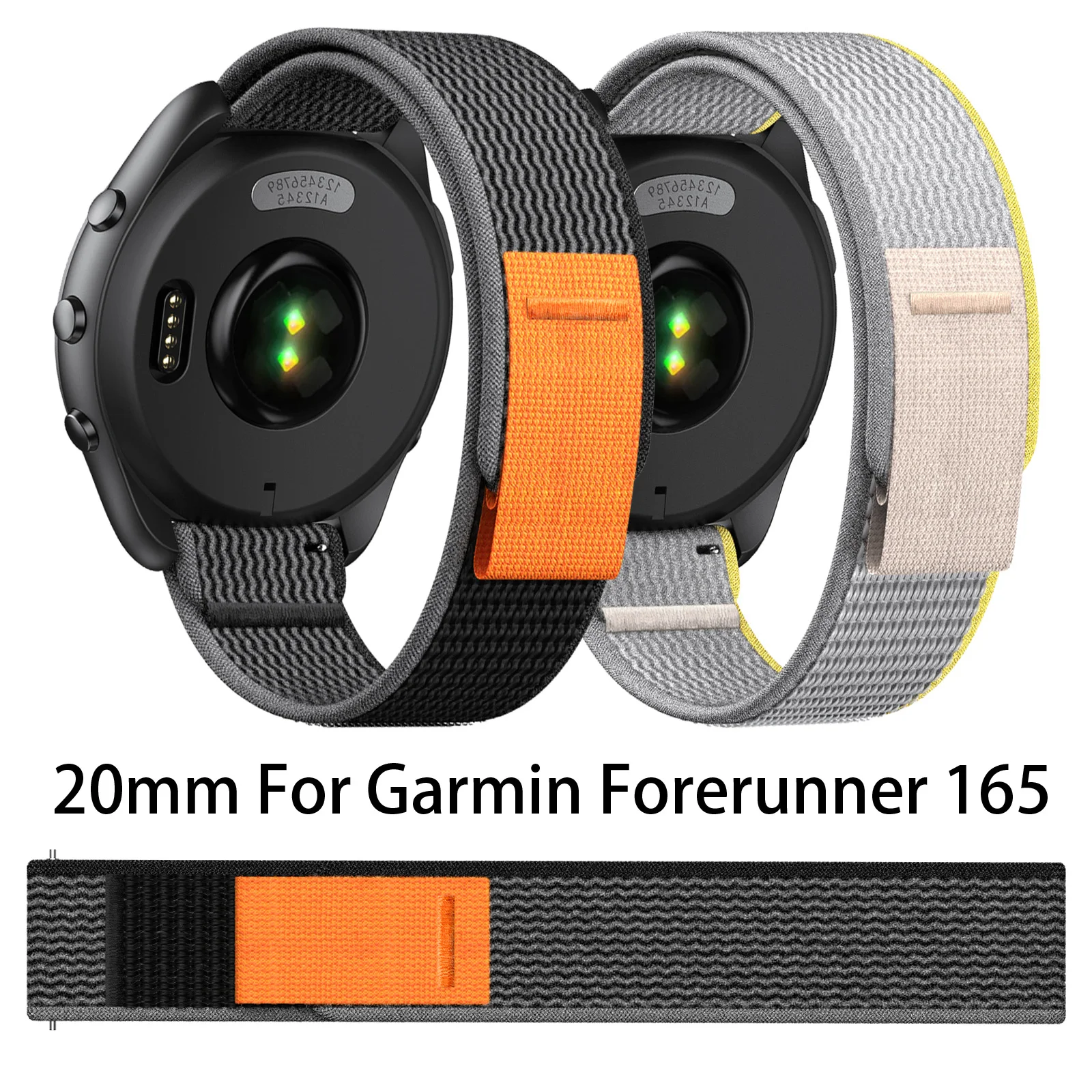 Фото 20mm Nylon Strap for Garmin Forerunner 245 245M 645 Smart Watch Band Replacement Watchband for Garmin Vivoactive 5 Venu №1