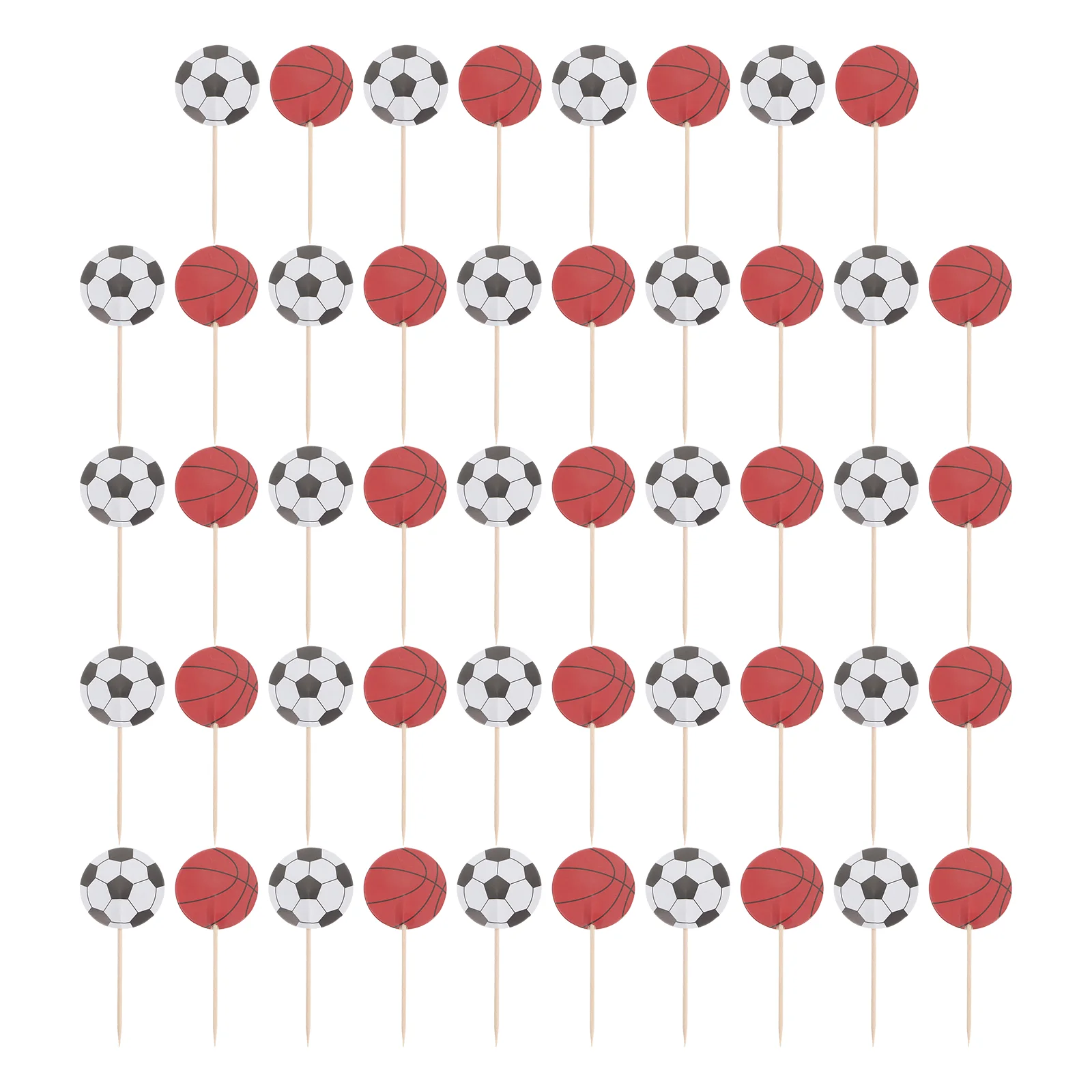 

Cake Cupcaketopper Basketball Soccer Toppers Picks Dessert Football Toothpicks Decorations Party Sticks World Insert Cup