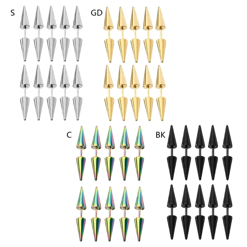 

E0BF 10 Pcs Fashion Cone Earrings Ear Punk Ear Decorations Jewelry
