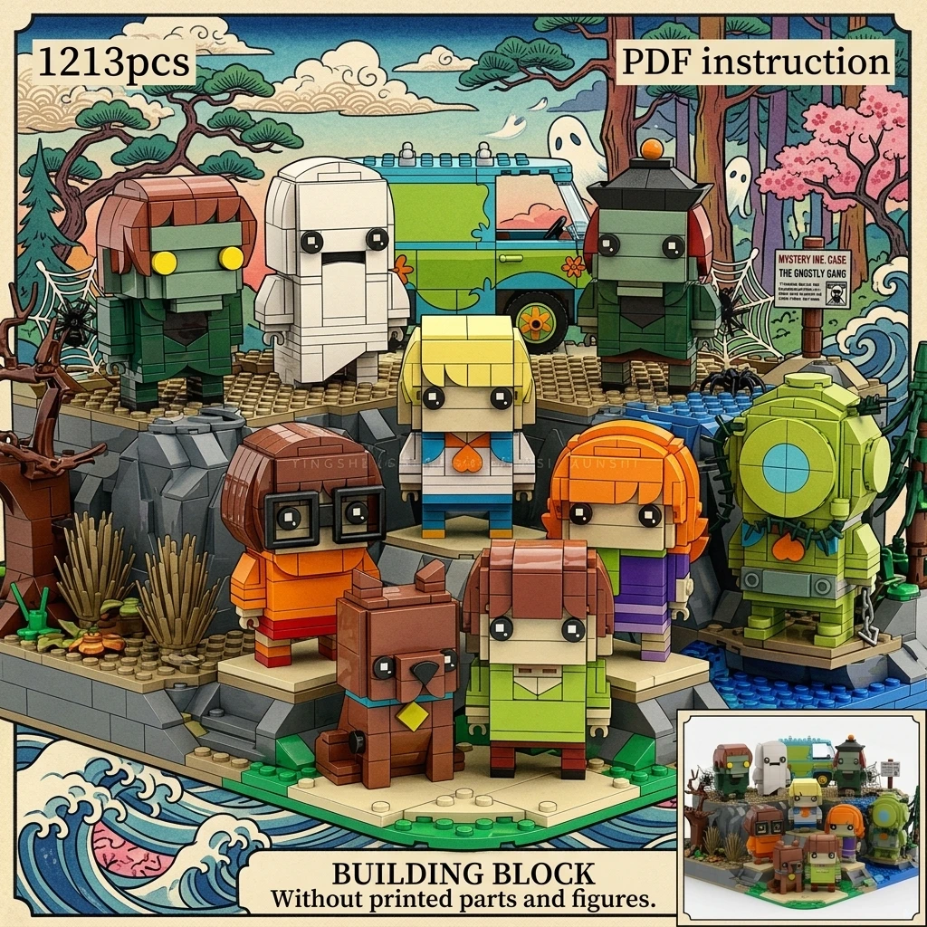 Фото Конструктор MOC: Классические фигурки-кубики из мультфильмов, ретро-детективы, собаки-охотники на монстров, командные фигурки для демонстрации, набор для взрослых №2