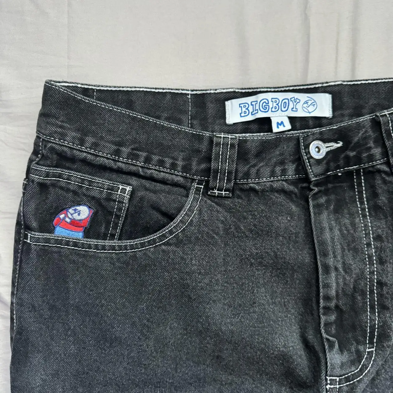 Джинсы с вышивкой в стиле хип-хоп Y2k