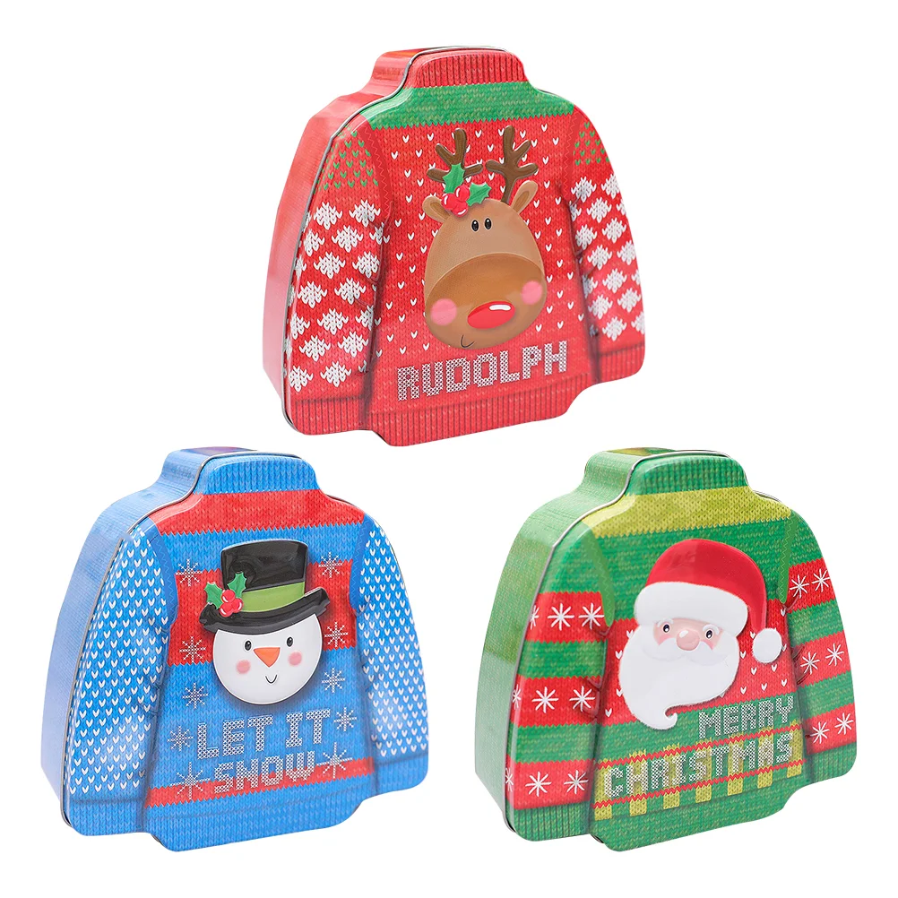 

1 Set 3Pcs Christmas Decorative Gift Boxes Tinplate Candy Boxes (Red Green Blue)