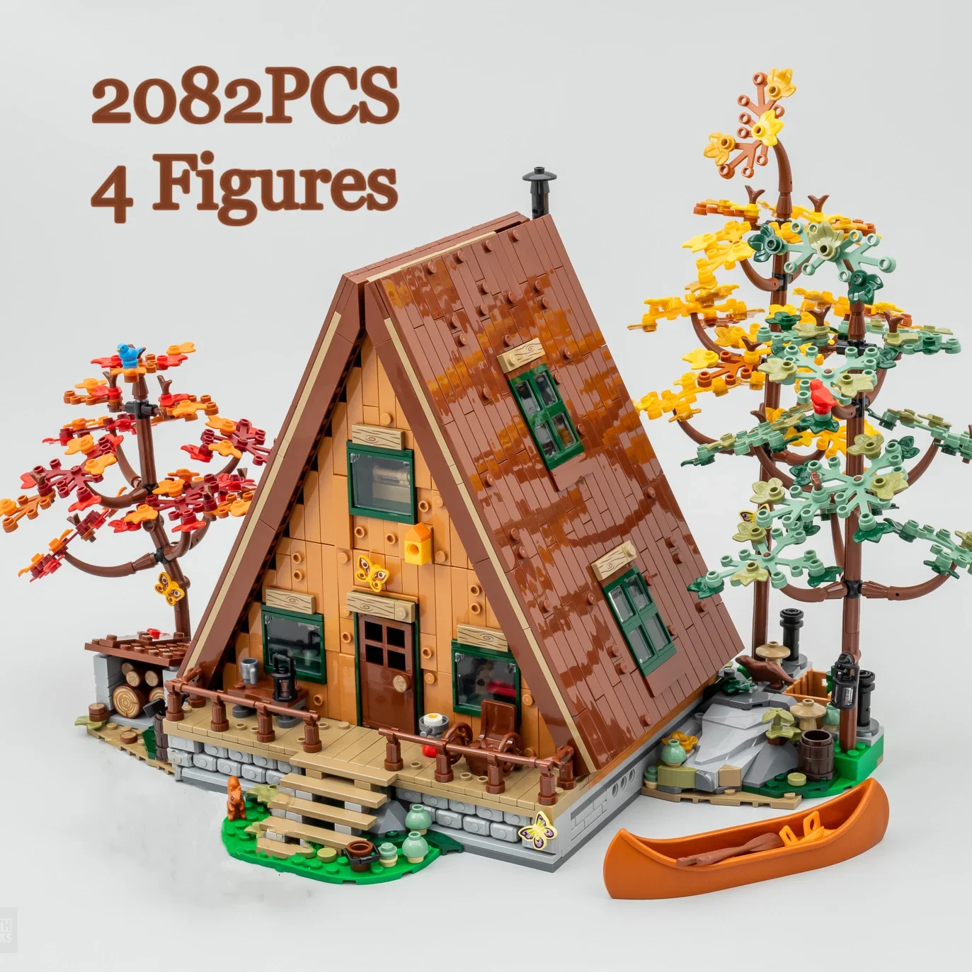 

2023 NEW 2082Pcs Ideas Street View A-Frame Cabin Model Moc Modular Building Blocks Bricks Kids Adult Gifts Toys Compatible 21338