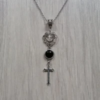 gothic hollow love heart cross pendant necklace for women jewelry vintage goth grunge male neck hip hop charm necklace
