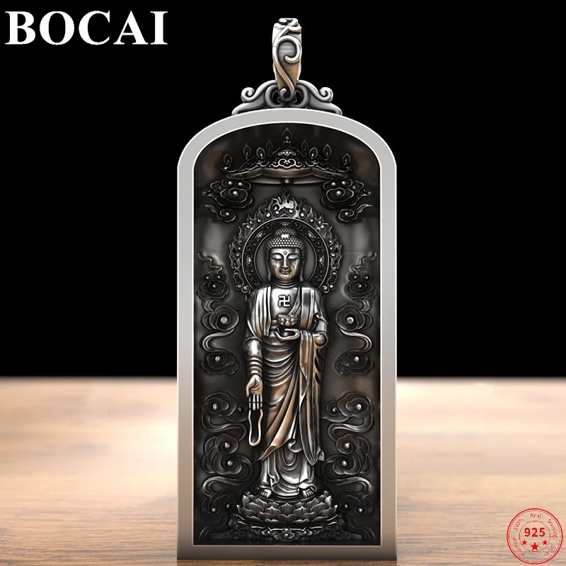 

BOCAI Real S999 Sterling Silver Pendants 2022 Relief Tathagata Buddha Statue Solid Pure Argentum Amulet Jewelry for Men Women