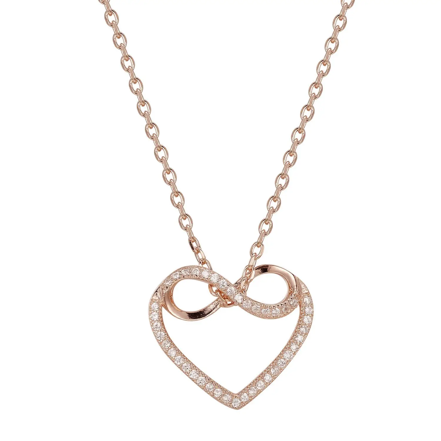 

925 silver simple love infinite symbol studded with diamond hanging Rose Gold Pendant collarbone Advanced Design Necklace female
