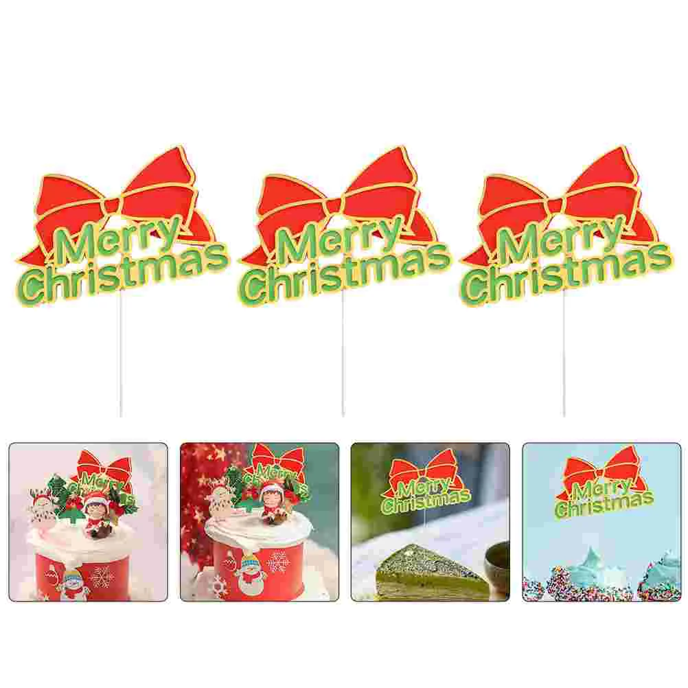 

Christmas Cupcake Pick Decorationdecorations Party Holiday Merrybow Picks Accessoriessupplies Fruit Dessert Bowknot Red Knot