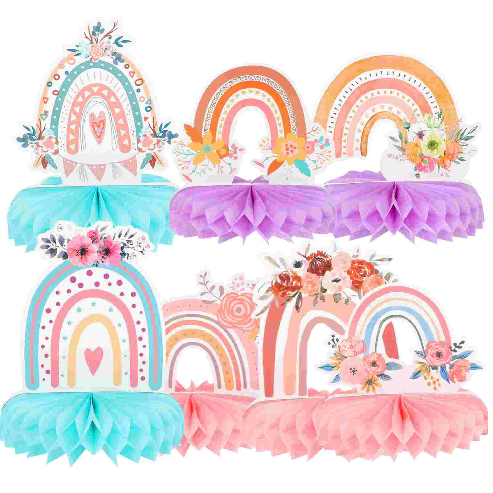 

7pcs Party Table Decor Party Decorative Props Rainbow Honeycomb Decor Party Honeycomb Centerpieces Rainbow Honeycomb Centerpiece